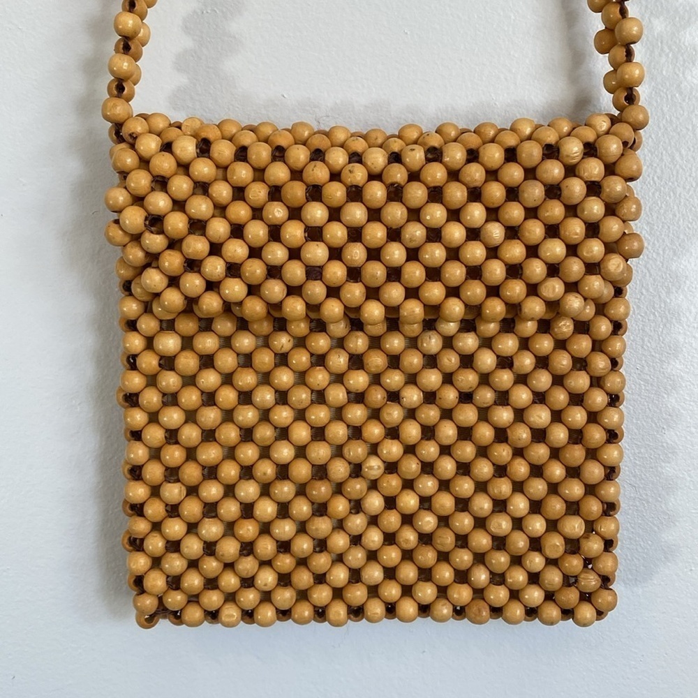 Vintage Beaded Wooden Purse Zipper No Brand - Picture 2 of 9